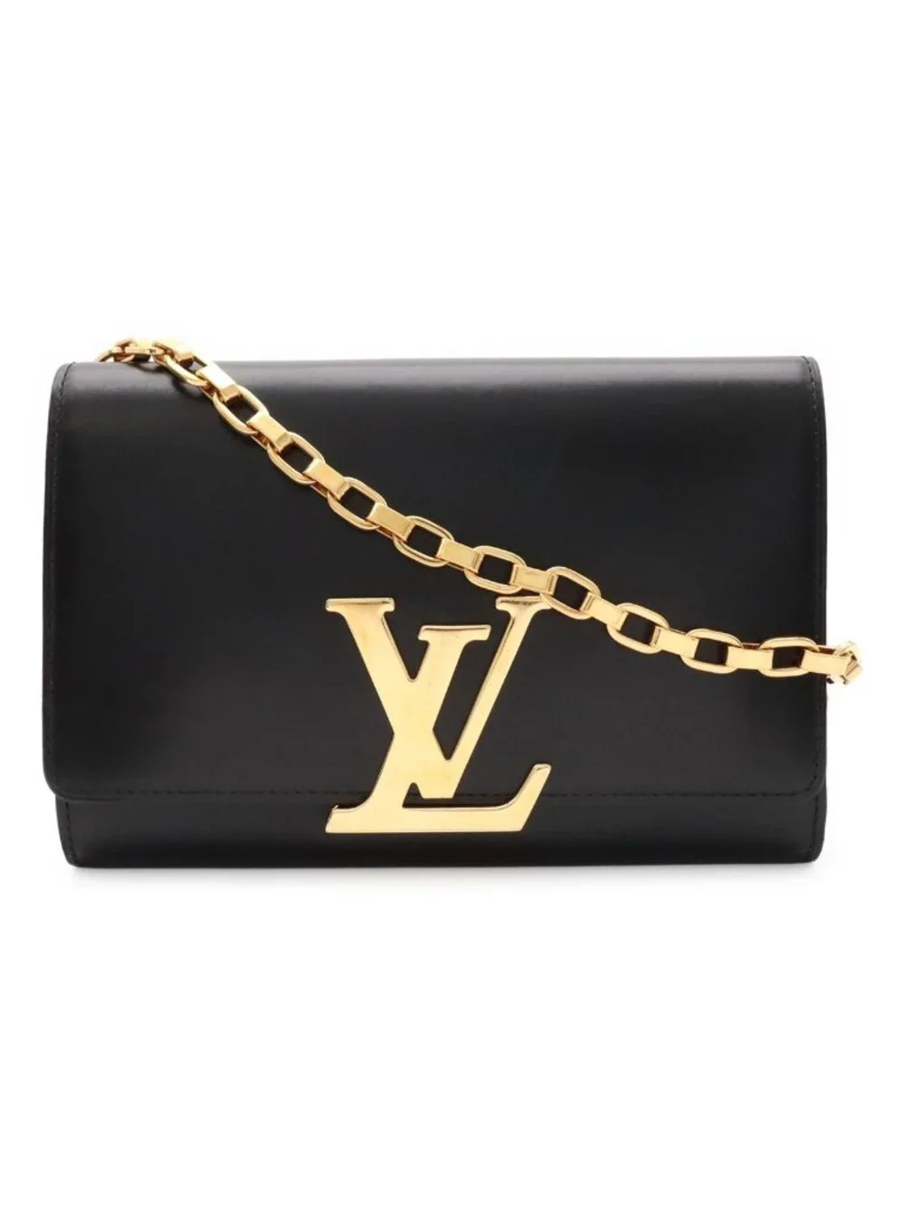 Louis Vuitton Pochette GM Shoulder Bag Chain Calf Leather Noir Black